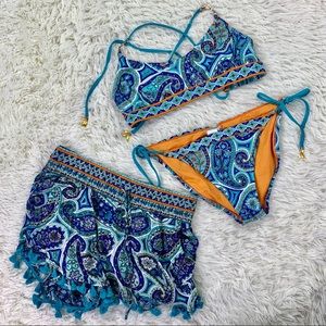 Trina Turk 3 piece swim set women’s 12/ medium